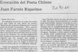 Evocación del poeta chileno Juan Farnés Riquelme
