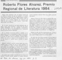 Roberto Flores Alvarez, Premio Regional de Literatura 1984