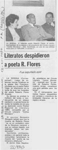 Literatos despidieron a poeta R. Flores