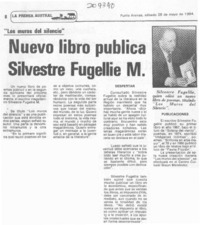 Nuevo libro publica Silvestre Fugellie