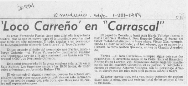 'Loco Carreño' en "Carrascal"