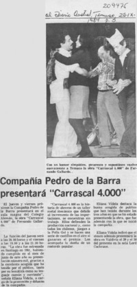 Compañía Pedro de la Barra presentará "Carrascal 4000"