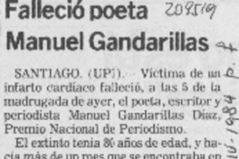 Falleció poeta Manuel Gandarillas