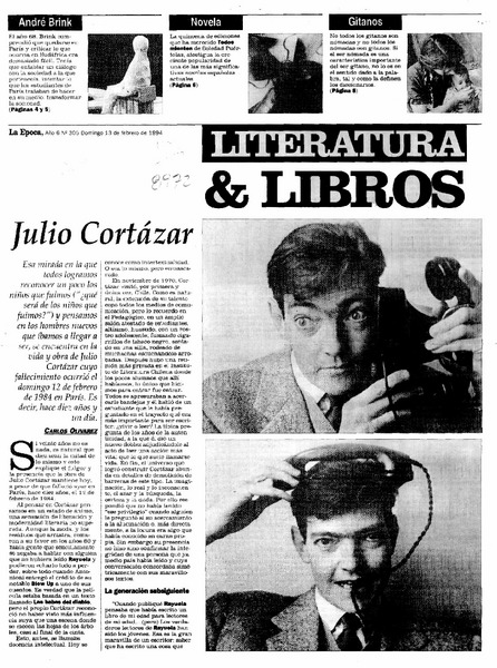 Julio Cortázar  [artículo] Carlos Olivárez.