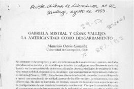 Gabriela Mistral y César Vallejo; la americanidad como desgarramiento
