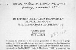 "De repente los lugares desaparecen" de Patricio Manns, ¿ciencia-ficción a la chilena?