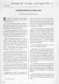 Comentarios de literatura  [artículo] Fernando Sánchez Durán.