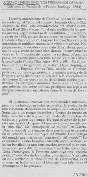 Eugenio García Díaz, "Los pergaminos de la ira"