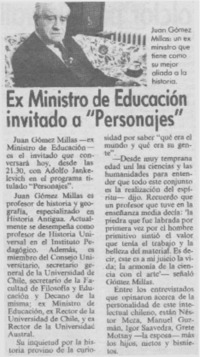 Ex Ministro de Educación invitado a "Personajes"