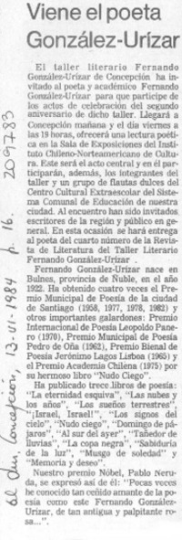 Viene el poeta González-Urízar