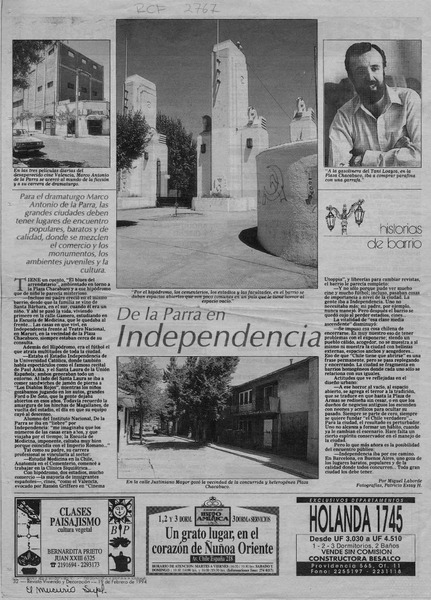 De la Parra en Independencia  [artículo] Miguel Laborde.