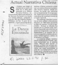 Actual narrativa chilena  [artículo].