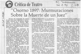 "Osorno 1897, murmuraciones sobre la muerte de un juez"  [artículo] Carola Oyarzún L.