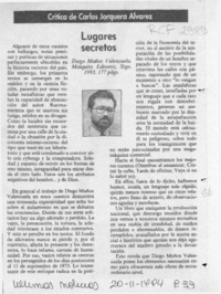 Lugares secretos  [artículo] Carlos Jorquera Alvarez.