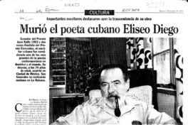 Murió el poeta cubano Eliseo Diego  [artículo].