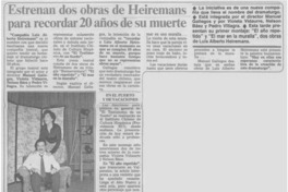 Estrenan dos obras de Heiremans para recordar 20 años de su muerte