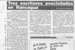 Tres escritores avecindados en Rancagua  [artículo] José Vargas Badilla.