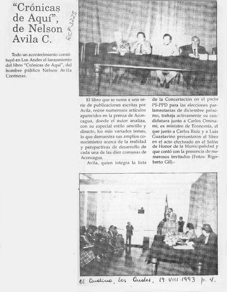 "Crónicas de aquí", de Nelson Avila C.  [artículo].