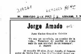 Jorge Amado  [artículo] Juan Carlos González Colville.
