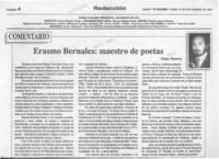 Erasmo Bernales, maestro de poetas  [artículo] Omar Monroy.