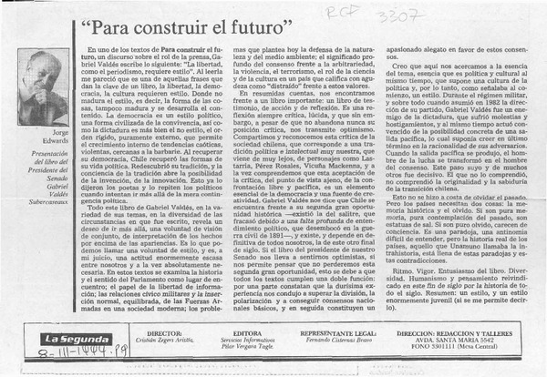 "Para construir el futuro"  [artículo] Jorge Edwards.