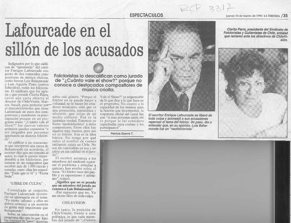 Lafourcade en el sillón de los acusados  [artículo]Patricia Guerra T.