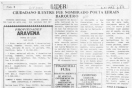 Ciudadano ilustre fue nombrado poeta Efraín Barquero  [artículo].