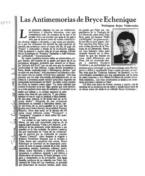 Las antimemorias de Bryce Echenique  [artículo] Wellington Rojas Valdebenito.