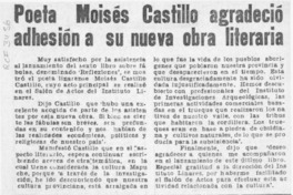 Poeta Moisés Castillo agradeció adhesión a su nueva obra literaria  [artículo].