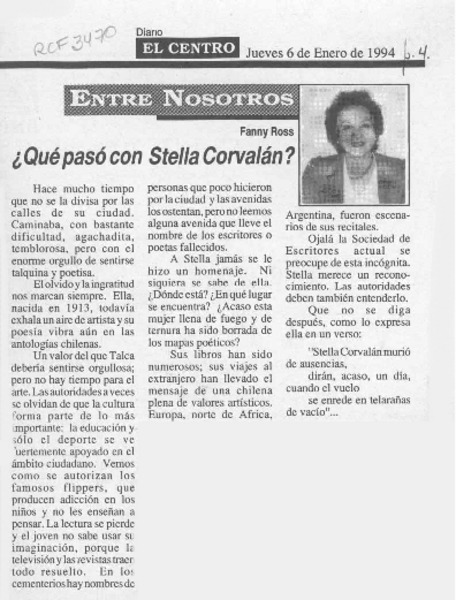 Qué pasó con Stella Corvalán?  [artículo] Fanny Ross.