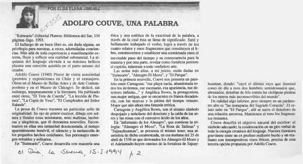 Adolfo Couve, una palabra  [artículo] Elba Elena Jiménez.
