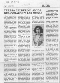Teresa Calderón, amiga del corazón y las musas  [artículo].