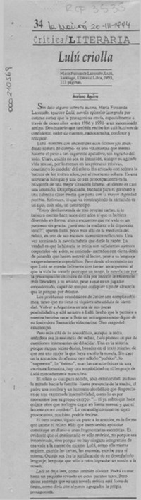 Lulú criolla  [artículo] Mariano Aguirre.
