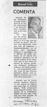 Manuel Feliú comenta  [artículo] Manuel Feliú.