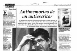 Antimemorias de un antiescritor  [artículo] Camilo Marks.