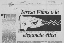 Teresa Wilms o la elegancia ética