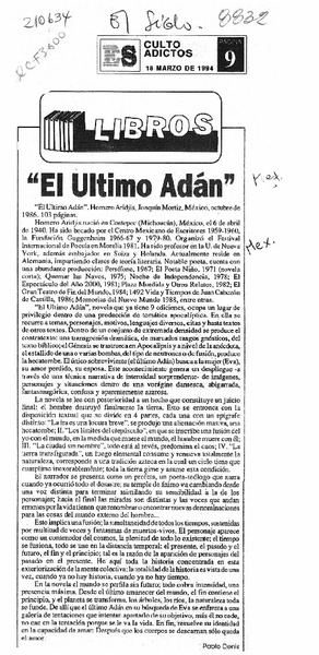 "El último Adán"  [artículo] Pablo Denis.