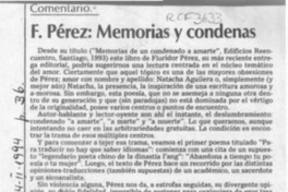 F. Pérez, memorias y condenas  [artículo] Marcelo Pellegrini.
