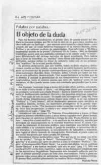 El objeto de la duda  [artículo] Marcelo Novoa.