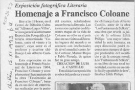 Homenaje a Francisco Coloane  [artículo].