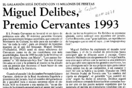 Miguel Delibes, Premio Cervantes 1993  [artículo].