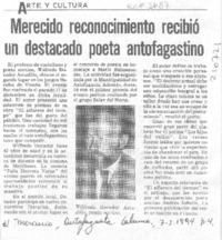Merecido reconocimiento recibió un destacado poeta antofagastino