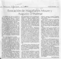 Evocación de Magallanes Moure y Augusto D'Halmar  [artículo] Hugo Rolando Cortés.