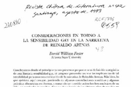 Consideraciones en torno a la sensibilidad gay en la narrativa de Reinaldo Arenas
