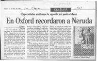 En Oxford recordaron a Neruda  [artículo].