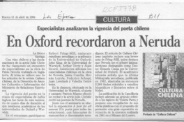En Oxford recordaron a Neruda  [artículo].