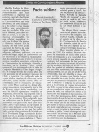 Pacto sublime  [artículo] Carlos Jorquera.