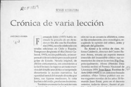 Crónica de varia lección  [artículo] Antonio Avaria.