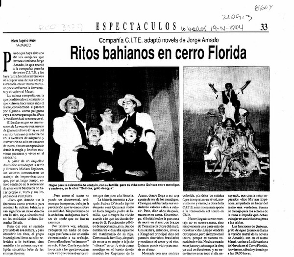Ritos bahianos en cerro Florida  [artículo] María Eugenia Meza.