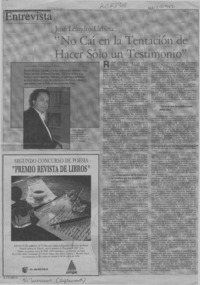 "No caí en la tentación de hacer sólo un testimonio"  [artículo] Pedro Pablo Guerrero.